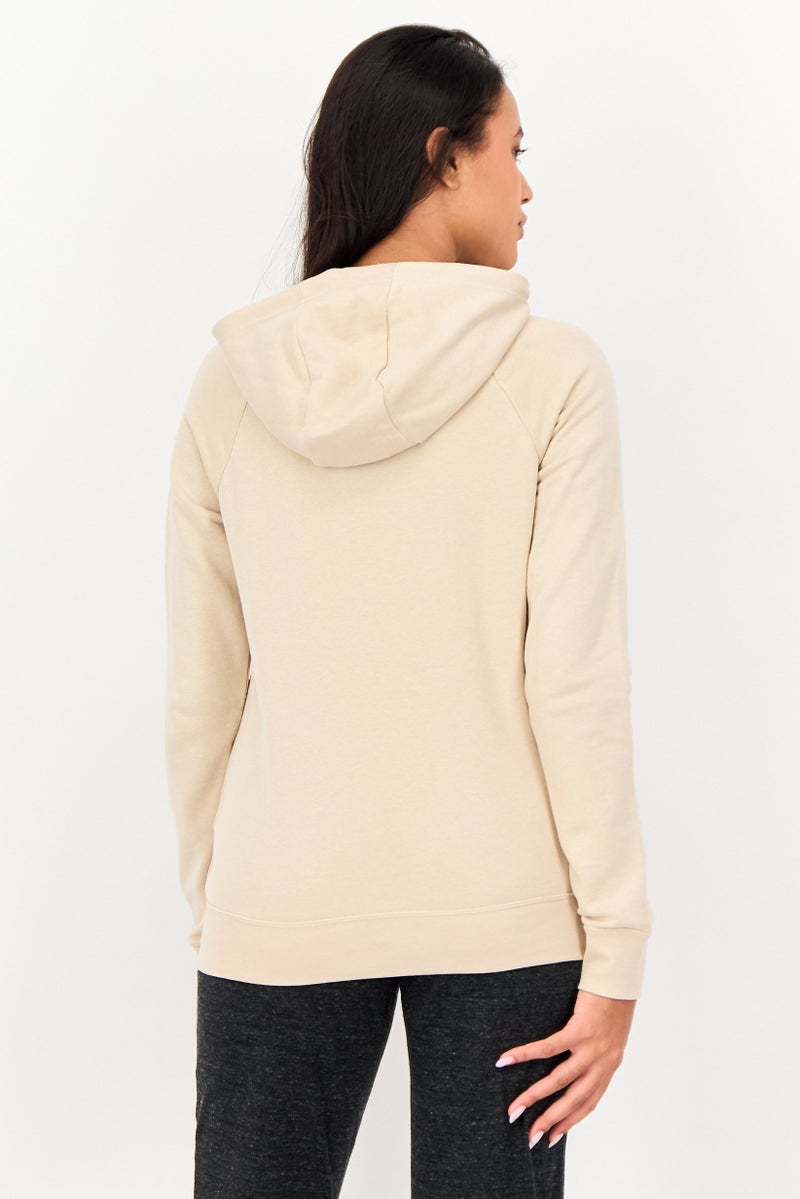 Nike Women Brand Logo Long Sleeve Outdoor Hoodie, Beige - Image 4